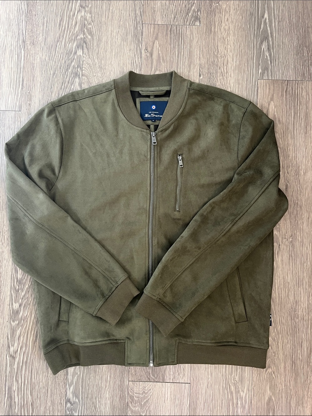 Ben Sherman Olive Bomber Jacket with Zip Chest Pocket Men’s XL